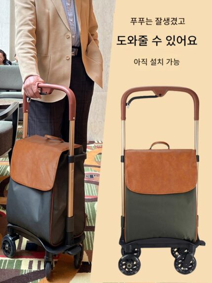 범용 바퀴가 달린 노인용 쇼핑 카트, 가볍고 휴대하기 편리한 짐, 난간, 트롤리 케이스, 가정용 브레이크 및 보행 보조기