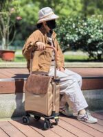 범용 바퀴가 달린 노인용 쇼핑 카트, 가볍고 휴대하기 편리한 짐, 난간, 트롤리 케이스, 가정용 브레이크 및 보행 보조기 - 이미지 2