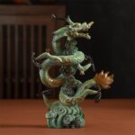 황동 5발톱 황금 용 청룡 조디악 용과 봉황 물 장식 마스코트 거실 현관 홈 오피스 장식 - 이미지 2