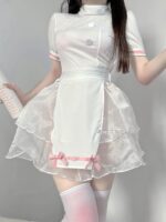 밀크 베어와 밀크 캣: 주사 맞아야 해! 순수한 욕망의 간호사 의상 코스프레 여성용 섹시 메이드복 - 이미지 2