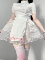 밀크 베어와 밀크 캣: 주사 맞아야 해! 순수한 욕망의 간호사 의상 코스프레 여성용 섹시 메이드복 - 이미지 3