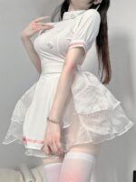 밀크 베어와 밀크 캣: 주사 맞아야 해! 순수한 욕망의 간호사 의상 코스프레 여성용 섹시 메이드복 - 이미지 4