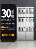 304 스테인리스 스틸 컵 캐비닛 직원 작업장 컵 랙 다중 그리드 도어 공장 컵 랙 티룸 컵 캐비닛 - 이미지 2
