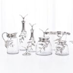 수입 유럽 고급 라이트 럭셔리 골드 및 실버 구리 가지와 잎 유리 보관 항아리 장식품 모델 룸 거실 침실 장식 - 이미지 2