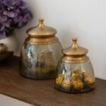 수입 유럽 고급 라이트 럭셔리 골드 및 실버 구리 가지와 잎 유리 보관 항아리 장식품 모델 룸 거실 침실 장식 - 이미지 3