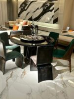 베르사체 식탁] 베르사체 이탈리안 라이트 럭셔리 솔리드 우드 라운드 테이블과 의자 하이엔드 다이닝 바이빙 동일 스타일 샤오홍수 - 이미지 3