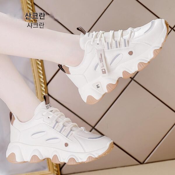 샤클란 라이트 럭셔리 브랜드 소형 가죽 아빠화 여성용 2025년 봄 신상품 소프트솔 캐주얼 스포츠화