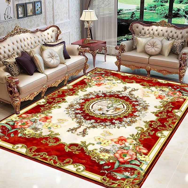 main_727881048129_0-1 유럽 스타일 거실 카펫 바닥 매트 침실 풀커버 룸 홈 침대 옆 담요 먼지 방지 미국 소파 커피 테이블 매트 맞춤형 - 이미지 1