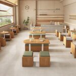 심플한 등받이 없는 부스 소파 긴 벤치 레저 솔리드 우드 테이블 의자 레스토랑 카페 디저트 티숍 상업용 - 이미지 3