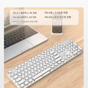 포러너 무선 블루투스 기계식 키보드 3모드 e스포츠 게임 전용 마우스 세트 블루 액시스 컴퓨터 노트북