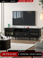 프랑스산 라이트 럭셔리 플로어 스탠딩 TV 캐비닛 블랙 레트로 스타일 거실 커피 테이블 조합 미국산 신품 고급 홈 솔리드 우드