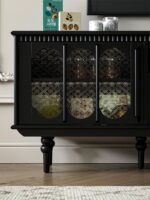 프랑스산 라이트 럭셔리 플로어 스탠딩 TV 캐비닛 블랙 레트로 스타일 거실 커피 테이블 조합 미국산 신품 고급 홈 솔리드 우드 - 이미지 5