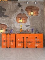 산업 스타일 철제 용기 식사 준비 보관 장식 캐비닛 벽면 통합 복고풍 식사 사이드보드 캐비닛 사용자 정의 - 이미지 3