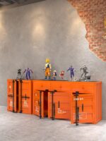 산업 스타일 철제 용기 식사 준비 보관 장식 캐비닛 벽면 통합 복고풍 식사 사이드보드 캐비닛 사용자 정의 - 이미지 4