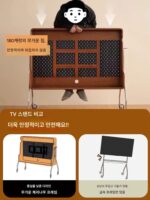 이동식 TV 캐비닛 브라켓 레트로 소형 가정 침실 거실 TV 앤틱 스타일 견고한 나무 TV 스탠드 - 이미지 4