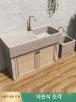 돌 세탁실 수영장 야외 대리석 수영장 정원 야외 통합 바닥형 안뜰 전체 돌 세면대 분지 - 이미지 2