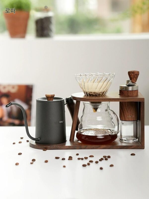 핸드드립 커피 코너포트 공유포트 드립필터 컵 주방용품 휴대용 가정용 세트 아카시아나무 커피스탠드
