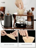 핸드드립 커피 코너포트 공유포트 드립필터 컵 주방용품 휴대용 가정용 세트 아카시아나무 커피스탠드 - 이미지 2