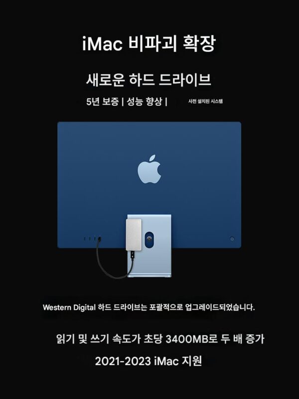 M4/M3/M1 iMac 확장 하드 드라이브 Apple 올인원 외장 시스템 부팅 솔리드 스테이트 드라이브 메모리 Thunderbolt 4