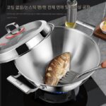 독일 프라이팬 316 스테인리스 스틸 가정용 무코팅 노스틱 팬 유도 쿠커 유니버셜 더블 이어 디펜 대형 프라이팬 - 이미지 2