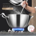 독일 프라이팬 316 스테인리스 스틸 가정용 무코팅 노스틱 팬 유도 쿠커 유니버셜 더블 이어 디펜 대형 프라이팬 - 이미지 3