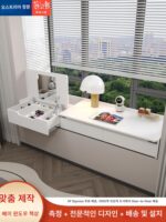 베이 윈도우 드레싱 테이블 슬라이딩 책상 책장 통합형 견고한 목재 수납 캐비닛 맞춤형 베이 윈도우 변형 유물 공간 활용