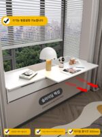베이 윈도우 드레싱 테이블 슬라이딩 책상 책장 통합형 견고한 목재 수납 캐비닛 맞춤형 베이 윈도우 변형 유물 공간 활용 - 이미지 2