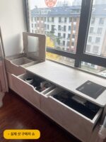 베이 윈도우 드레싱 테이블 슬라이딩 책상 책장 통합형 견고한 목재 수납 캐비닛 맞춤형 베이 윈도우 변형 유물 공간 활용 - 이미지 4