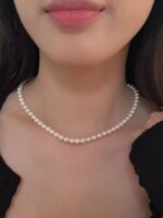 6-6.5mm 해수진주 목걸이 아코야 원형 강력가벼운 쇄골 작은 목걸이 자연스러움 여신급 - 이미지 2
