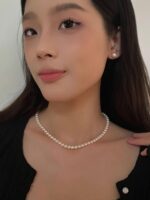 6-6.5mm 해수진주 목걸이 아코야 원형 강력가벼운 쇄골 작은 목걸이 자연스러움 여신급 - 이미지 3