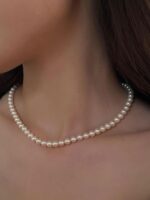 6-6.5mm 해수진주 목걸이 아코야 원형 강력가벼운 쇄골 작은 목걸이 자연스러움 여신급 - 이미지 4