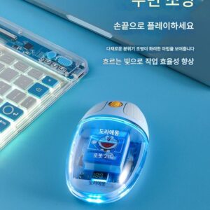 도라에몽 투명 블루투스 무선 마우스 무소음 소녀 사무실 게임 노트북 키보드 세트
