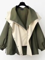 외국 무역 원래 수출 브랜드 카운터 테일 싱글 허리 중간 및 긴 윈드 브레이커 한국 버전 고급 여성 봄과 가을 재킷