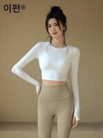 이펜 요가 의류 스포츠 상의 여성 가을 ​​겨울 타이트 슬림 러닝 긴팔 티셔츠 필라테스 트레이닝 피트니스 의류 - 이미지 2