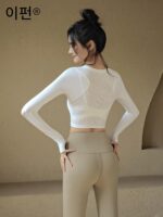 이펜 요가 의류 스포츠 상의 여성 가을 ​​겨울 타이트 슬림 러닝 긴팔 티셔츠 필라테스 트레이닝 피트니스 의류 - 이미지 4