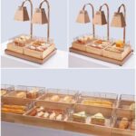 테빈 상업용 뷔페 튀긴 음식 디스플레이 스탠드 나무 쟁반 스테인리스 스틸 과일 빵 바구니 오픈 파일 튀긴 식기 쟁반 - 이미지 3