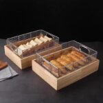 테빈 상업용 뷔페 튀긴 음식 디스플레이 스탠드 나무 쟁반 스테인리스 스틸 과일 빵 바구니 오픈 파일 튀긴 식기 쟁반 - 이미지 4