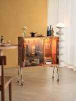 견고한 목재 이동식 와인 캐비닛 유리 식사 사이드 캐비닛 거실 보관 캐비닛 체리 나무 보관 캐비닛 보관 캐비닛 작은 와인 랙 - 이미지 2