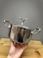 가게 주인이 직접 만든 고급 두꺼워진 304 스테인리스 스틸 망치 무늬 국 냄비 가정용 코코넛 닭 냄비 유도 조리기 단일