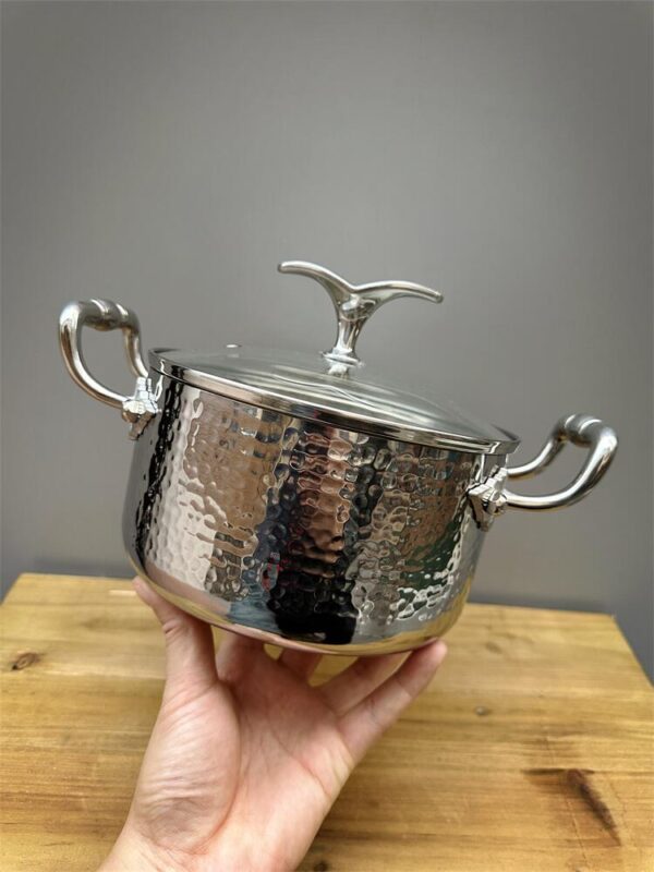 가게 주인이 직접 만든 고급 두꺼워진 304 스테인리스 스틸 망치 무늬 국 냄비 가정용 코코넛 닭 냄비 유도 조리기 단일