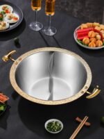 304 스테인레스 스틸 핫팟 상업용 냄비 유도 조리기 전용 가정용 가스 수프 핫팟 분지 대용량