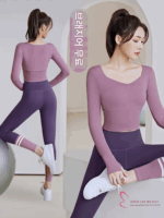 여성을 위한 요가복 가을 달리기 스포츠 프로페셔널 필라테스 트레이닝 속건성 긴팔 상의 2024 새로운 피트니스 슈트