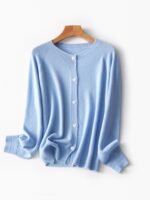 부드럽고 푹신한 일본산 시마세이키 솔기 없는 풀패션 메리노울 라운드넥 니트 카디건 - 이미지 2