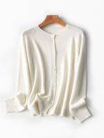 부드럽고 푹신한 일본산 시마세이키 솔기 없는 풀패션 메리노울 라운드넥 니트 카디건 - 이미지 4