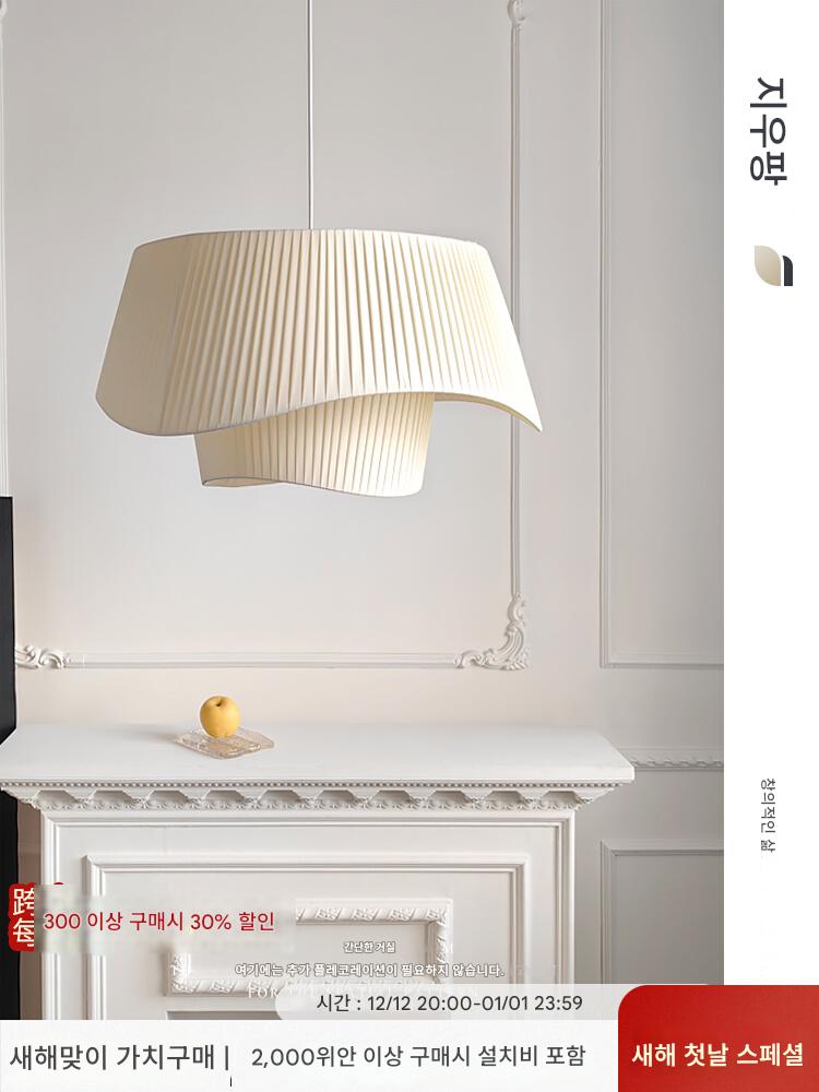 main_739254153400_0-1 지우우팡 프랑스 오리지널 플리츠 패브릭 샹들리에 앤틱 스타일 일본식 거실 식당 침실 스터디 램프 - 이미지 1