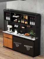 벽면에 통합된 철제 티 캐비닛 거실 수납 캐비닛 주방 사이드 캐비닛 수납 캐비닛 다이닝 캐비닛에 붙은 로프트 다이닝 사이드 캐비닛 - 이미지 3