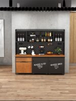 벽면에 통합된 철제 티 캐비닛 거실 수납 캐비닛 주방 사이드 캐비닛 수납 캐비닛 다이닝 캐비닛에 붙은 로프트 다이닝 사이드 캐비닛 - 이미지 4