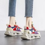 패션 브랜드 컬러 매칭 아빠 신발 여성용 2024 봄과 가을 신상 두꺼운 밑창 가벼운 정품 가죽 통기성 여성화 스포츠 캐주얼화 트렌디