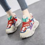 패션 브랜드 컬러 매칭 아빠 신발 여성용 2024 봄과 가을 신상 두꺼운 밑창 가벼운 정품 가죽 통기성 여성화 스포츠 캐주얼화 트렌디 - 이미지 2