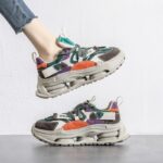 패션 브랜드 컬러 매칭 아빠 신발 여성용 2024 봄과 가을 신상 두꺼운 밑창 가벼운 정품 가죽 통기성 여성화 스포츠 캐주얼화 트렌디 - 이미지 3